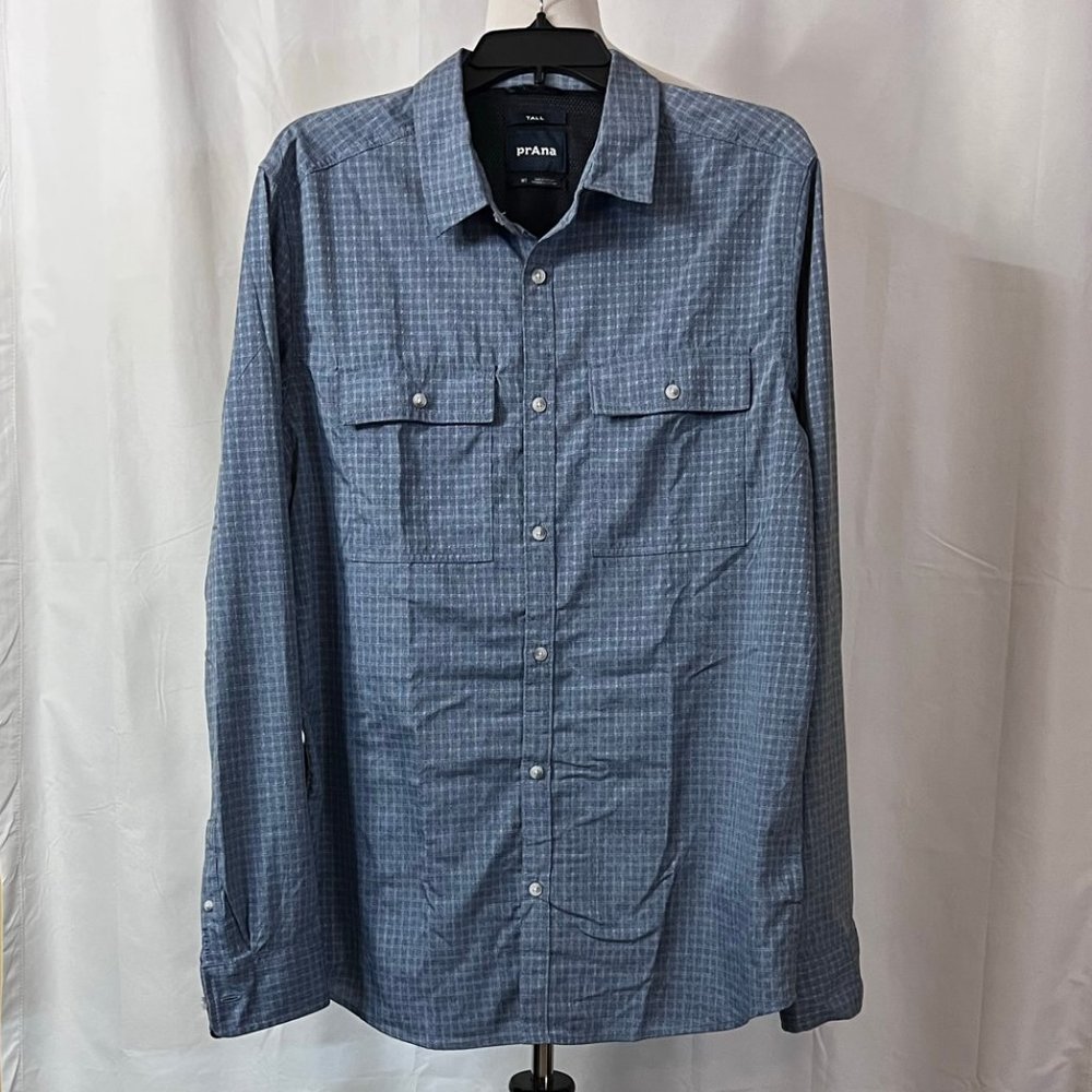 NWT - PRANA Garvan LS Shirt - Blue - Men's Med Tall